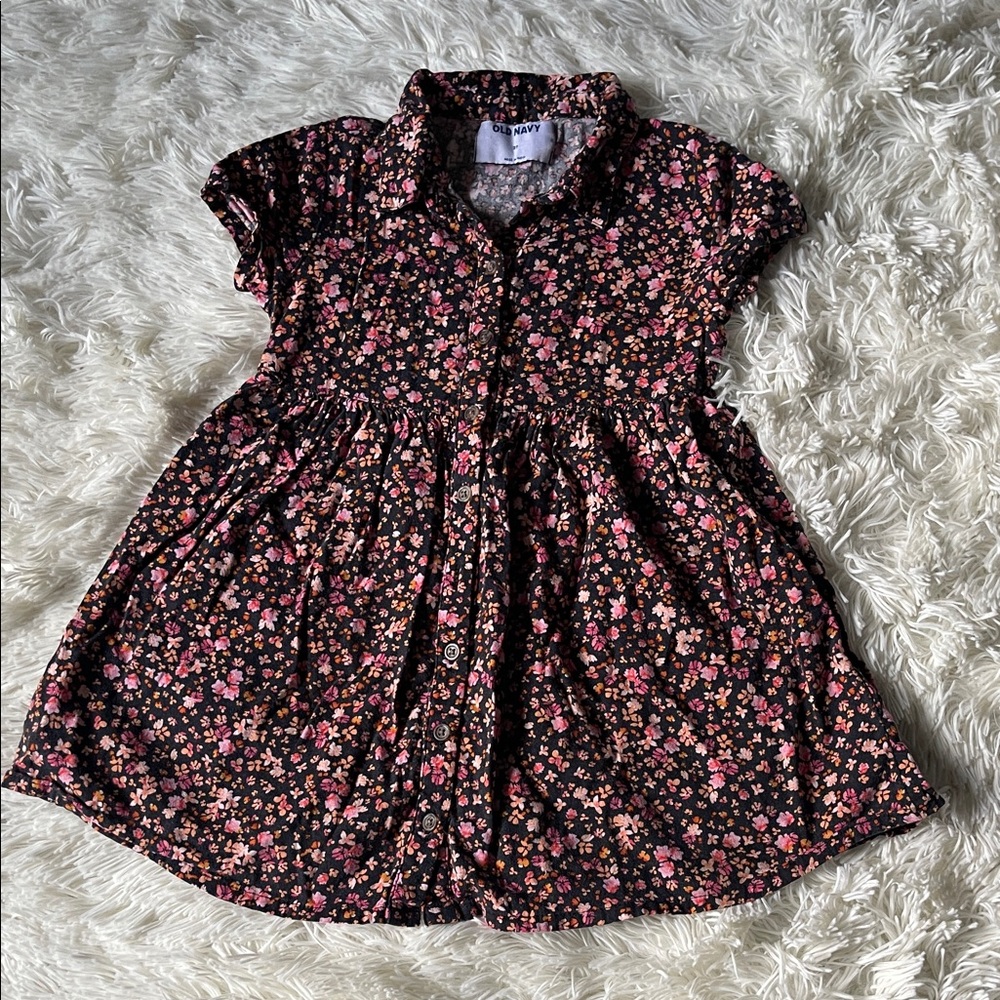Old Navy Black Dress with Pink Floral Print